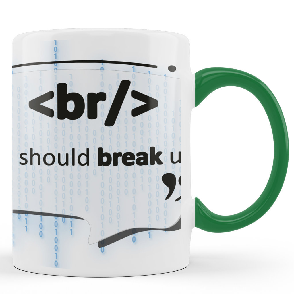 Printed Ceramic Coffee Mug | Mugs For Programmer | Break We Should Breakup  |325 Ml